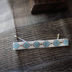 Miyuki seed Beaded Bracelet with Turquoise Accents